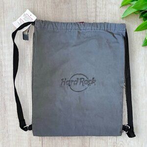 HARD ROCK CAFE New Drawstring Sling Backpack Dark Gray Canvas Adjustable Bag